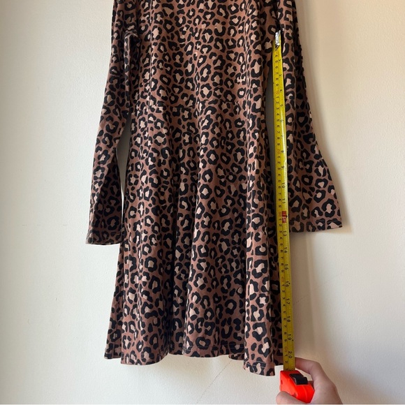 Girls Leopard Print Long Sleeve Dress Brown Black Animal Print Size 10/12 L - Picture 7 of 10